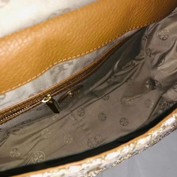 ❤️SOLD❤️Tory Burch Marion Woven Shimmery Shoulder Bag - Picture 12 of 15